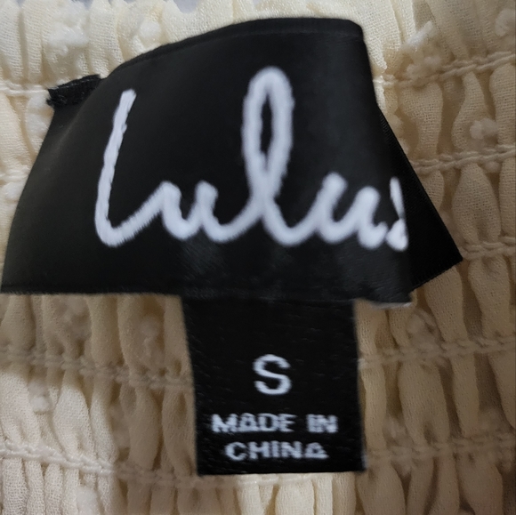 Lulu's Be a Dear Swiss Dot Tie Front Skater Dress Cream size S - Picture 6 of 7